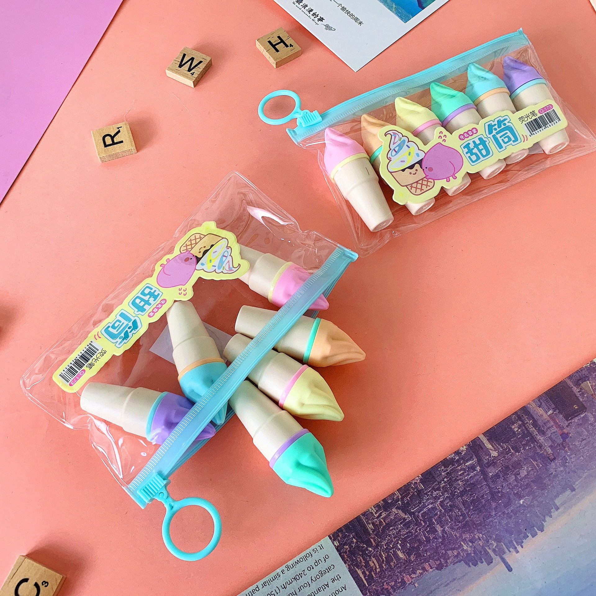 Ice Cream Cone Highlighter Children's Drawing Pen Colored Note Pen Student Pen